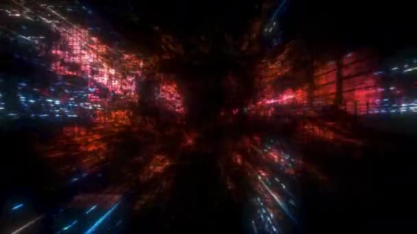 animation 3D de festive orange bleu futuriste abstrait numérique réalité virtuelle matrice particules grille cyber espace science-fiction et fantaisie symétrie environnement technologie vj boucle fond  