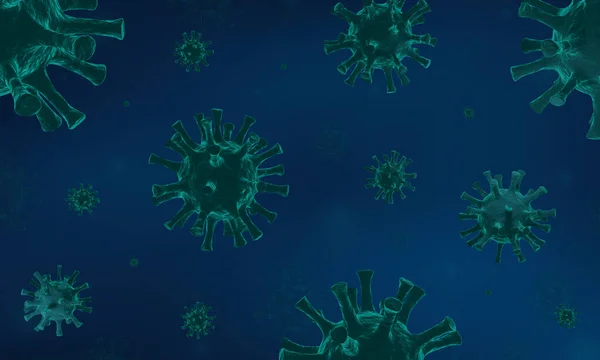감촉된 추상적 바이러스 세균의 렌더링된 그래픽 과파란 변화에 대항하는 가지고 — 스톡 사진