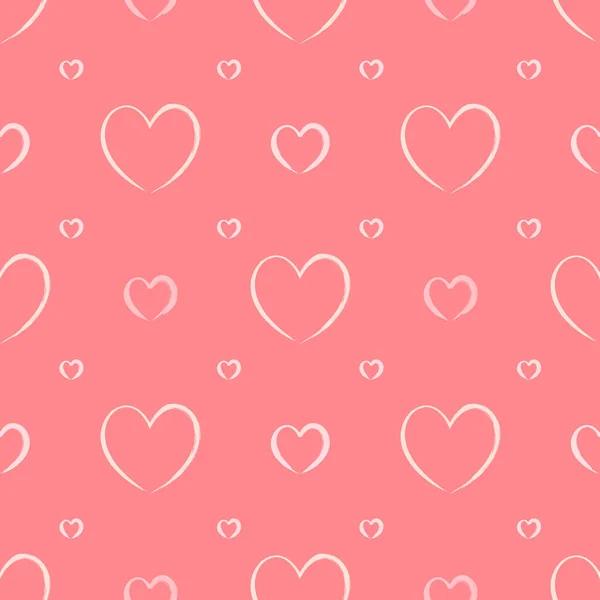 Бесшовный Вектор Узоров Оттенками Мягких Розовых Сердец Рисунками Мазков Мазков — стоковый вектор