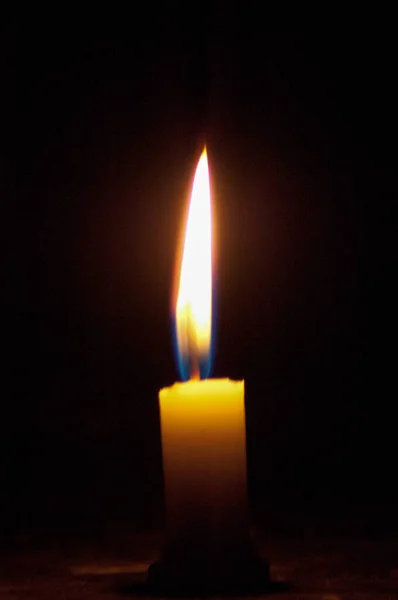 Soft Warm Glowing Candle Burning Dark — Stock Photo, Image