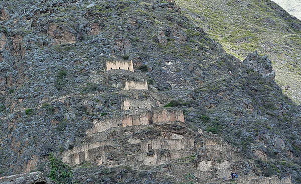 Ollantaytambo Pinkuylluna Depositi Inca Dove Gli Inca Costruirono Diversi Magazzini — Foto Stock
