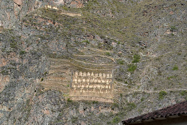 Ollantaytambo Pinkuylluna Depósitos Incas Donde Los Incas Construyeron Varios Almacenes — Foto de Stock
