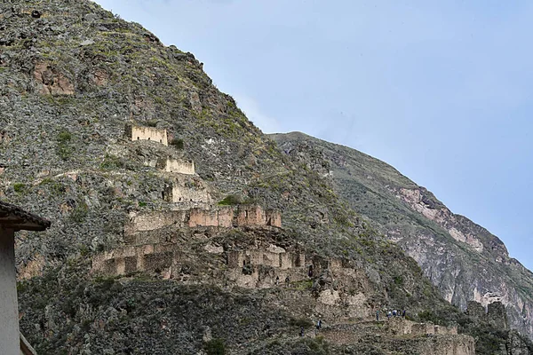 Ollantaytambo Pinkuylluna Depositi Inca Dove Gli Inca Costruirono Diversi Magazzini — Foto Stock