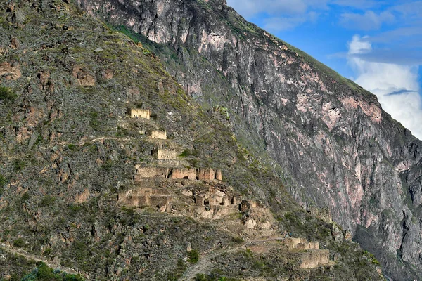 Ollantaytambo Pinkuylluna Depósitos Incas Donde Los Incas Construyeron Varios Almacenes — Foto de Stock