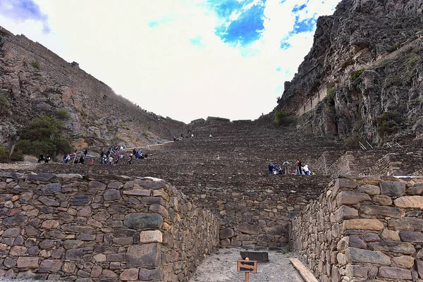 Ollantaytambo Pinkuylluna Inca Depositswhere Incas Built Several Warehouses Qullqas Unshaped — Stock Photo, Image