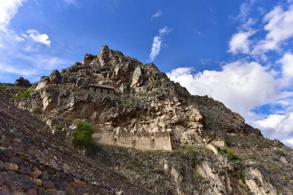 Ruinas Ollantaytambo Colina Del Templo Construcciones Hechas Piedra Campo Corte — Foto de Stock