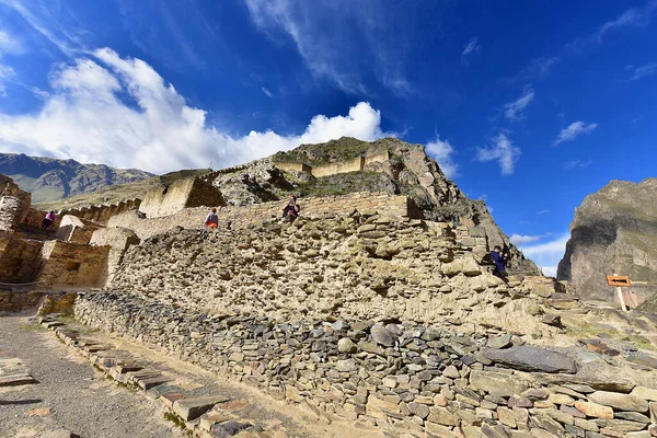 Ruinas Ollantaytambo Colina Del Templo Construcciones Hechas Piedra Campo Corte — Foto de Stock