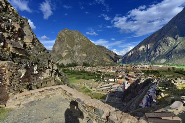 View Ollantaytambo Temple Sector Una Ciudad Sitio Arqueológico Inca Sur — Foto de Stock