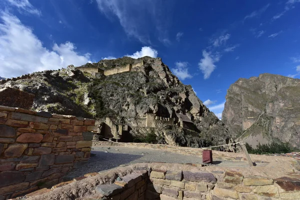 Ruinas Ollantaytambo Colina Del Templo Construcciones Hechas Piedra Campo Corte — Foto de Stock