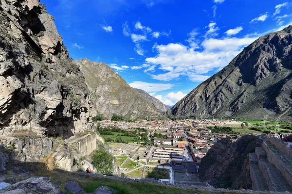 Vista Ollantaytambo Desde Plaza Manyaraki Ollantaytambo Tiene Plano Ortogonal Con — Foto de Stock