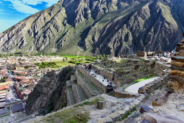 Kilátás Ollantaytambo Temple Sector Egy Város Egy Inka Régészeti Lelőhely — Stock Fotó