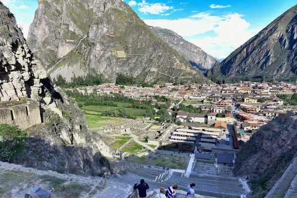 Vista Ollantaytambo Desde Plaza Manyaraki Ollantaytambo Tiene Plano Ortogonal Con — Foto de Stock