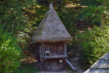 Calea Rinari 'de Dumbrava Sibiului' de bulunan Sibiu 'daki Geleneksel Popüler Medeniyet Müzesi' ndeki geleneksel Romen binası ASTRA.