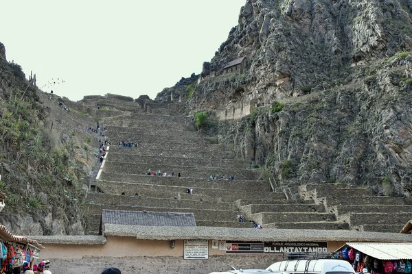 View Ollantaytambo Hill Temple Peruollantaytambo Town Inca Archaeological Site Southern — Foto de Stock