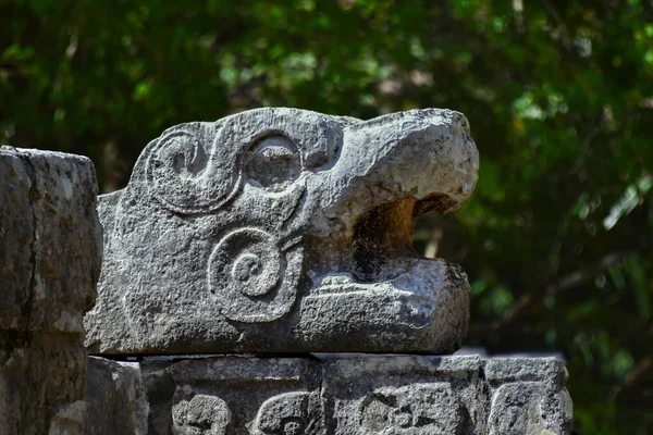 Chichen Itza Kukulkan Piramide Slangenhoofd Kukulkan Piramide Ook Bekend Als — Stockfoto