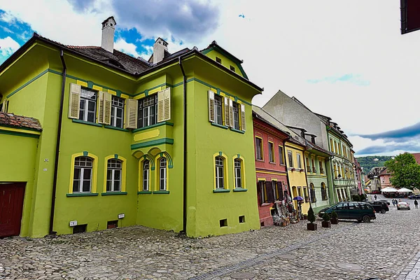 Medieval Buildings Sighisoara Founded German Settlers Who Had Been Invited — Stock Photo, Image