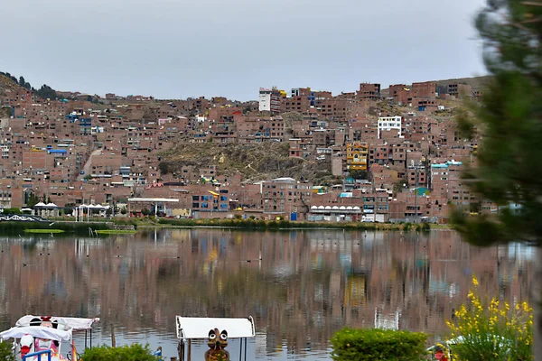 Puno View Lake Titicacapuno Est Une Ville Sud Est Pérou — Photo