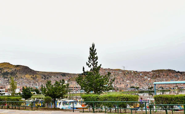 Puno Vista Del Lago Titicaca Puno Una Ciudad Sureste Perú — Foto de Stock