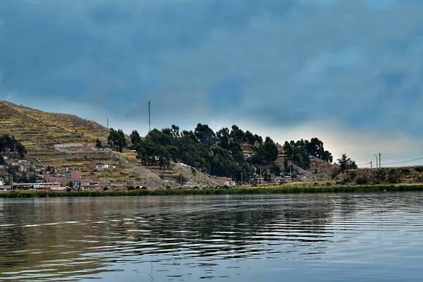 Taquile Island Uitzicht Het Titicacameer Een Eiland Aan Peruaanse Kant — Stockfoto