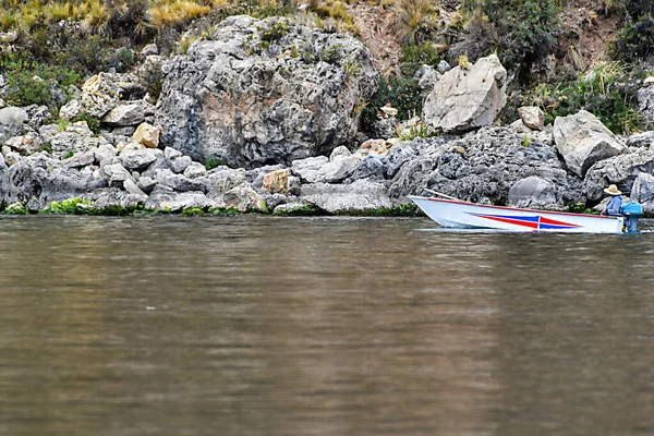 Taquile Jest Wyspą Peruwiańskiej Stronie Jeziora Titicaca Miasta Puno Wyspie — Zdjęcie stockowe