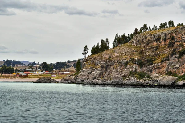 Taquile Jest Wyspą Peruwiańskiej Stronie Jeziora Titicaca Miasta Puno Wyspie — Zdjęcie stockowe