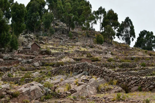 Taquile Jest Wyspą Peruwiańskiej Stronie Jeziora Titicaca Miasta Puno Wyspie — Zdjęcie stockowe