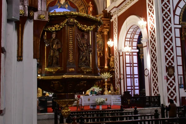 Belső Tér Szent Ferenc Kolostor Bazilika Katedrális Lima Egy Római — Stock Fotó