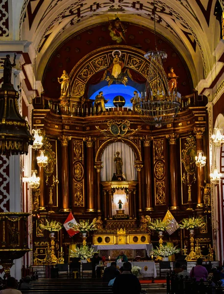 Interior Mosteiro São Francisco Catedral Basílica Lima Uma Catedral Católica — Fotografia de Stock