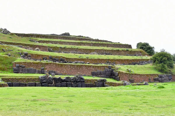 Sacsayhuaman Inka Wandkomplexdie Steine Dieses Inka Wandkomplexes Passen Gut Ineinander — Stockfoto