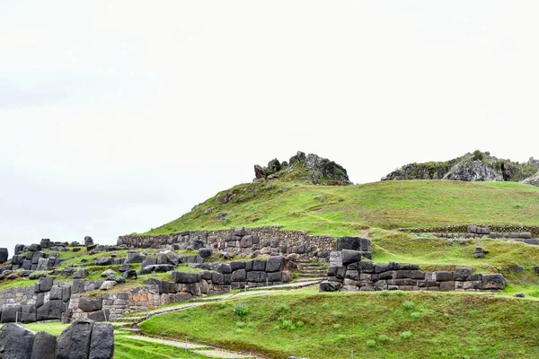 Sacsayhuaman Incan Fali Komplexum Incan Fali Komplexum Alapkövei Olyan Jól — Stock Fotó