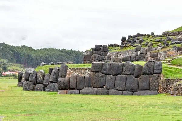 Sacsayhuaman Incan Συγκρότημα Τοίχων Εκβολές Αυτού Του Συμπλέγματος Τοίχων Incan — Φωτογραφία Αρχείου