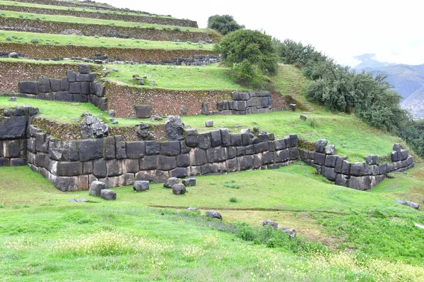 Sacsayhuaman Nka Duvar Kompleksi Nka Duvar Taşları Birbirine Kadar Iyi — Stok fotoğraf