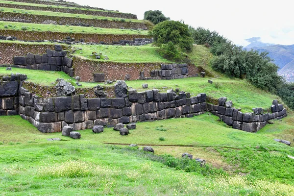 Sacsayhuaman Inka Wandkomplexdie Steine Dieses Inka Wandkomplexes Passen Gut Ineinander — Stockfoto