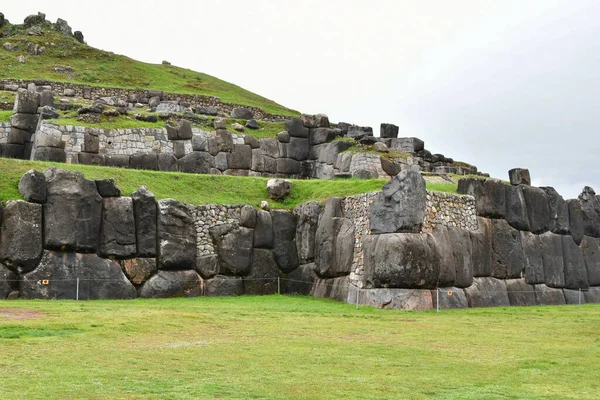 Sacsayhuaman Incan Συγκρότημα Τοίχων Εκβολές Αυτού Του Συμπλέγματος Τοίχων Incan — Φωτογραφία Αρχείου