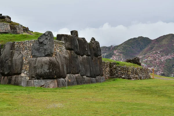 Sacsayhuaman Incan Wall Complexthestones Thisincan Wall Complex Fit Together Well — Stock Photo, Image