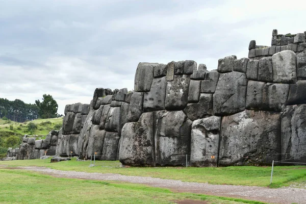 Sacsayhuaman Incan Fali Komplexum Incan Fali Komplexum Alapkövei Olyan Jól — Stock Fotó