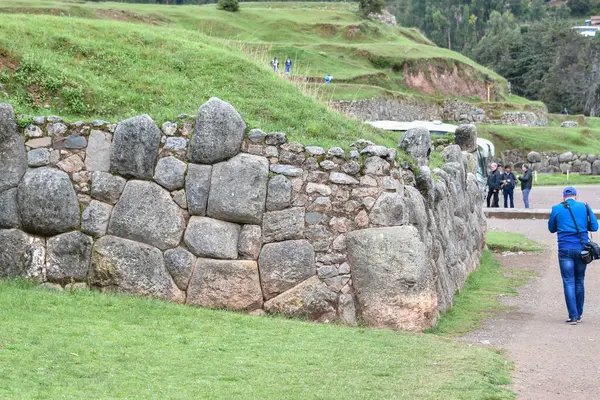 Sacsayhuaman Incan Fali Komplexum Incan Fali Komplexum Alapkövei Olyan Jól — Stock Fotó