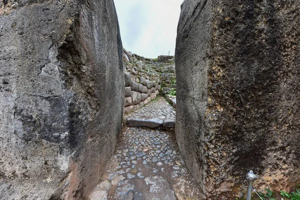 Sacsayhuaman Incan Συγκρότημα Τοίχων Εκβολές Αυτού Του Συμπλέγματος Τοίχων Incan — Φωτογραφία Αρχείου