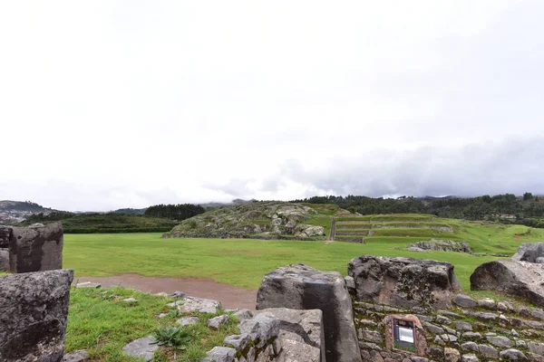 Fortaleza Sacsayhuaman Vista Conjunto Fortaleza Sacsayhuamn Consiste Rampas Paralelas 600M — Fotografia de Stock