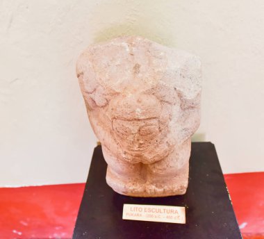 Pukara Arkeoloji Kompleksi-Pukara Müzesi. Yılan ve kertenkeleleri temsil eden yontulmuş heykellerle. İç avlusu olan küçük bir evde, korunmak için burada bulunan cisimler meraklı halka açıktır..