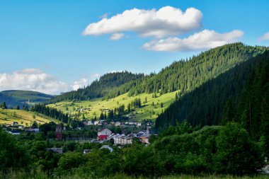 beautiful view on mountain landscape with blue sky