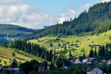beautiful summer landscape in the mountains. the village in the mountains in carpathians