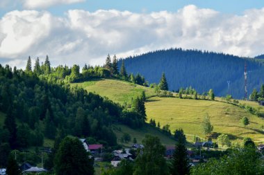 summer mountain panorama view from above