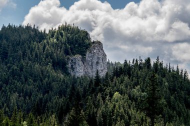 Bulutlu gökyüzü ile dağ manzarası