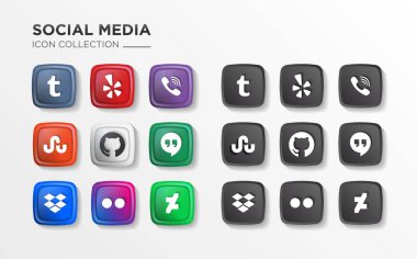 Gerçekçi Sosyal Medya Logoti Koleksiyonu. Uygulamalar ve Websiteler için Popüler Sosyal Medya Logosu..