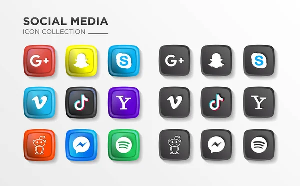 Gerçekçi Sosyal Medya Logoti Koleksiyonu. Uygulamalar ve Websiteler için Popüler Sosyal Medya Logosu..