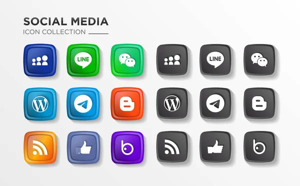 Realistic Social Media Logotype Collection Inglês Logotipo Mídia Social Popular —  Vetores de Stock