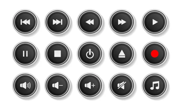 Multimedia Player Icons Set Set Moderner Design Tasten Für Web — Stockvektor