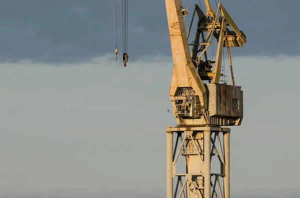 Port Crane Anordning För Att Flytta Tunga Laster Hamnen Och — Stockfoto