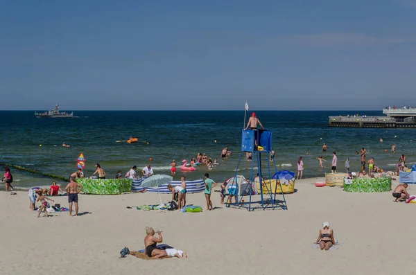 Kolobrzeg West Pomeranian Poland 2018 Holiday Recreation Hot Day Sea — 图库照片